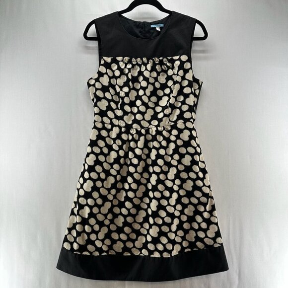 LeifNotes Dresses & Skirts - Leifnotes Mini Dress Women Sz 12 Corduroy Sleeveless Lined Polka Dot Black Cream